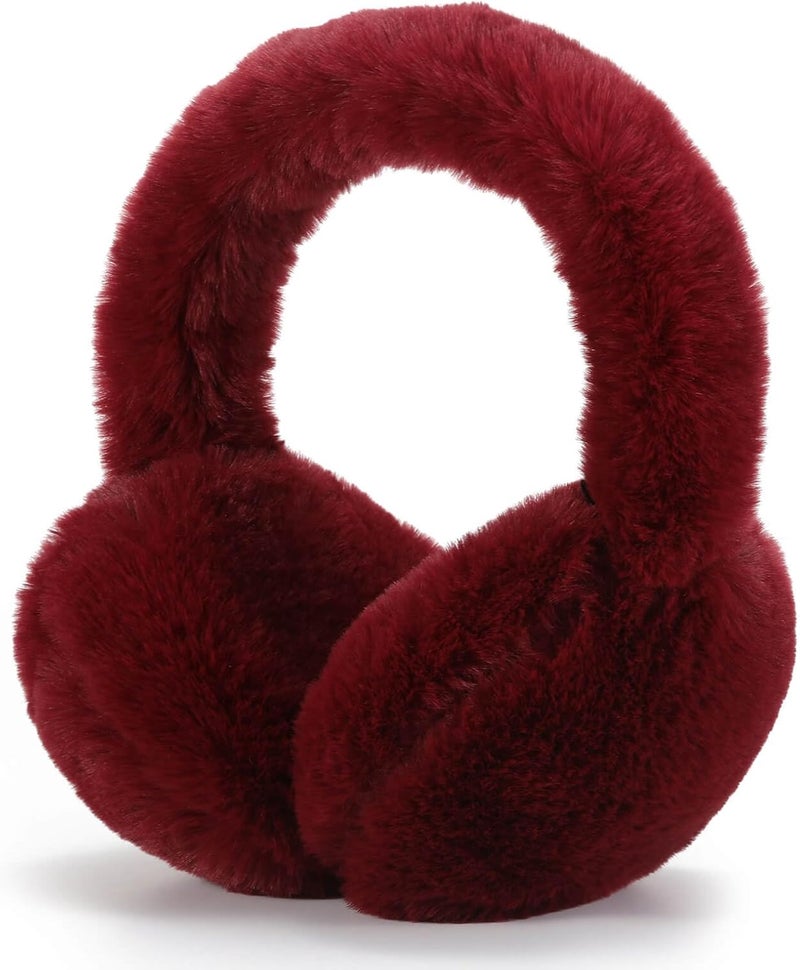SUNBORRY Store Foldable Ear Muffs for Women, Faux Fur Adjustable Earmuffs for Winter - Image 1